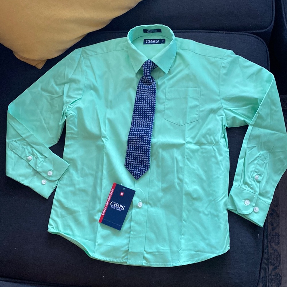 Chaps Brand New Long Sleeve Shirt and Tie Boy’s size 7